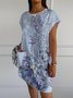 Casual 3D Printing Crew Neck Loose Dress With No