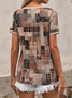 Women's Geometric Print Casual V-Neck Short Sleeve T-Shirt