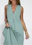 Women's Sleeveless Summer Khaki Plain Split Joint V Neck Daily Going Out Casual Maxi A-Line Fit & Flare Dress Dress