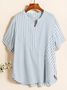 Casual Striped Shawl Collar Blouse