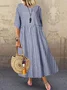 Casual Plaid Crew Neck Maxi Dress
