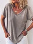 Women's Casual V-neck Short Sleeve T-shirt