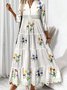 Floral Casual V Neck Regular Fit Dress With No