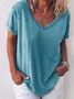 Women's Casual V-neck Short Sleeve T-shirt