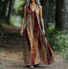 Geometric V Neck Casual Cotton Dress With No