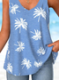 Coconut Tree Loose Casual V Neck T-Shirt
