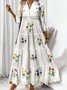 Floral Casual V Neck Regular Fit Dress With No