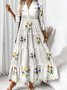 Floral Casual V Neck Regular Fit Dress With No