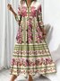 Casual Floral Cotton Dress With No