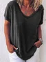 Women's Casual V-neck Short Sleeve T-shirt
