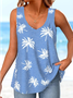 Coconut Tree Loose Casual V Neck T-Shirt