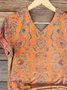 V Neck Casual Ethnic T-Shirt