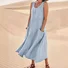 Women's Sleeveless Summer White Plain Split Joint Crew Neck Daily Going Out Casual Maxi A-Line Fit & Flare Dress Dress