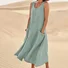 Women's Sleeveless Summer White Plain Split Joint Crew Neck Daily Going Out Casual Maxi A-Line Fit & Flare Dress Dress