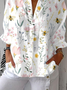 Shirt Collar Loose Casual Botanical Pattern Shirt