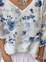 Loose V Neck Casual Jersey T-Shirt