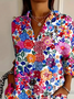 Women's Long Sleeve Shirt Spring/Fall Multicolor Floral Buckle Shirt Collar Daily Going Out Casual Top
