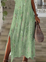 Women's Abstract Print V-Neck Short Sleeve Slit Dress