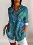 Regular Fit Casual V Neck Geometric Shirt