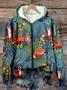 Fox in the Forest Graphic Zip Up Comf Loose Hoodie Simple Hoodie