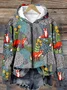 Fox in the Forest Graphic Zip Up Comf Loose Hoodie Simple Hoodie