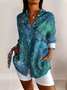 Regular Fit Casual V Neck Geometric Shirt
