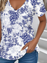 Casual Jersey V Neck Loose T-Shirt