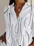 Women's Long Sleeve Shirt Spring/Fall White Polka Dots Buckle Shirt Collar Daily Going Out Casual Top