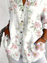 Women's Long Sleeve Shirt Spring/Fall White Floral Buckle Shirt Collar Daily Going Out Casual Top