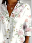 Women's Long Sleeve Shirt Spring/Fall White Floral Buckle Shirt Collar Daily Going Out Casual Top