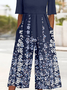 Casual Loose V Neck Gradient Pattern Jumpsuit
