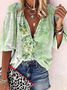 Casual Linen Blend Mock Neck Shirt