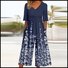 Casual Loose V Neck Gradient Pattern Jumpsuit