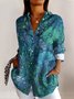 Regular Fit Casual V Neck Geometric Shirt