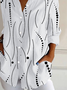 Women's Long Sleeve Shirt Spring/Fall White Polka Dots Buckle Shirt Collar Daily Going Out Casual Top