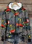 Fox in the Forest Graphic Zip Up Comf Loose Hoodie Simple Hoodie