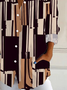 Women's Long Sleeve Shirt Spring/Fall Brown Geometric Buckle Shirt Collar Daily Going Out Casual Top