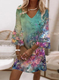 Women's Floral Print V Neck Dress