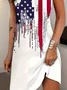 Women's Independence Day Printed Casual V-Neck Dress