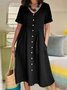 Casual Plain V Neck Maxi Dress
