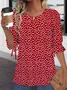 Crew Neck Cotton Simple Regular Fit Balloon Sleeve Blouse