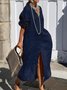 Casual Plain V Neck Maxi Dress