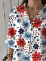 Women's Independence Day Floral Print Casual Shirt