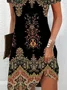 Women's Floral Print Casual V-Neck Short Sleeve Dress