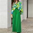 Women's Printing Striped Daily Going Out Two-Piece Set Green Casual Summer Top With Pants Matching Set