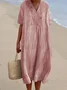 Plain V Neck Casual Dress With No