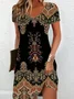 Women's Floral Print Casual V-Neck Short Sleeve Dress