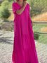 Casual Plain V Neck Maxi Dress
