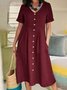 Casual Plain V Neck Maxi Dress
