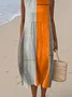 Casual Regular Fit Striped Cotton Dress With No